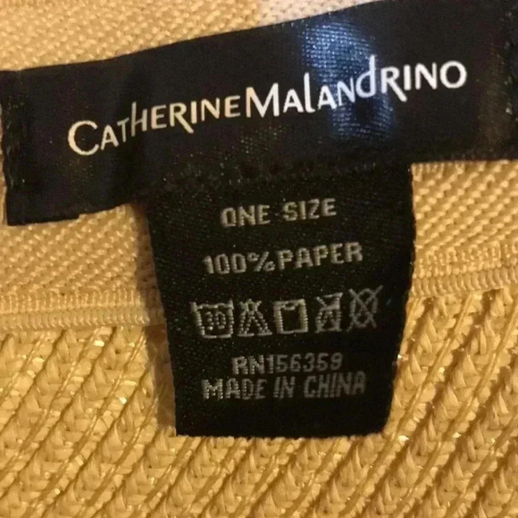 Catherine Malandrino Cream/Tan Sun Visor 100% Paper with Monogram Signature-OS - Picture 11 of 12